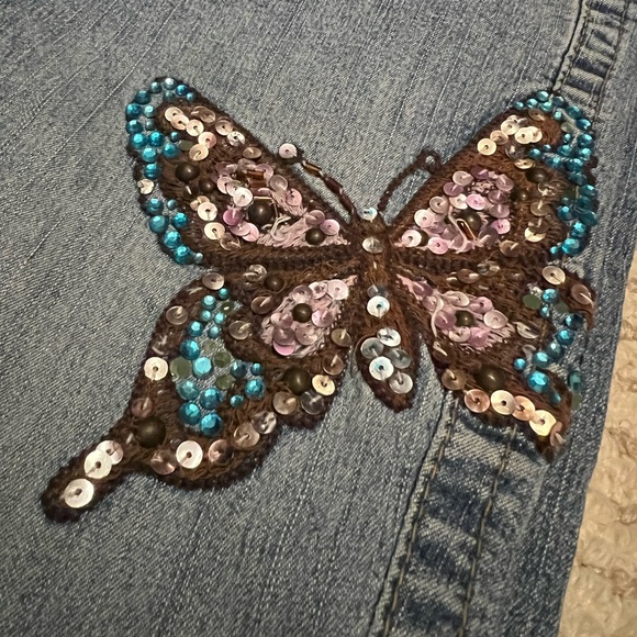 Angel Butterfly sequin & gem embellished vintage bootcut jeans - Picture 3 of 4